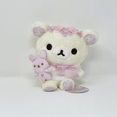 2016 Purple Sitting Korilakkuma with Bunny and Floral Crown Plush  - Rilakkuma Store Limited - San-X